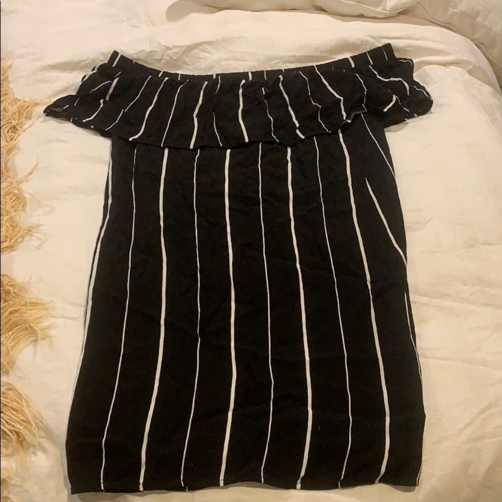 Off The Shoulder Striped Dress